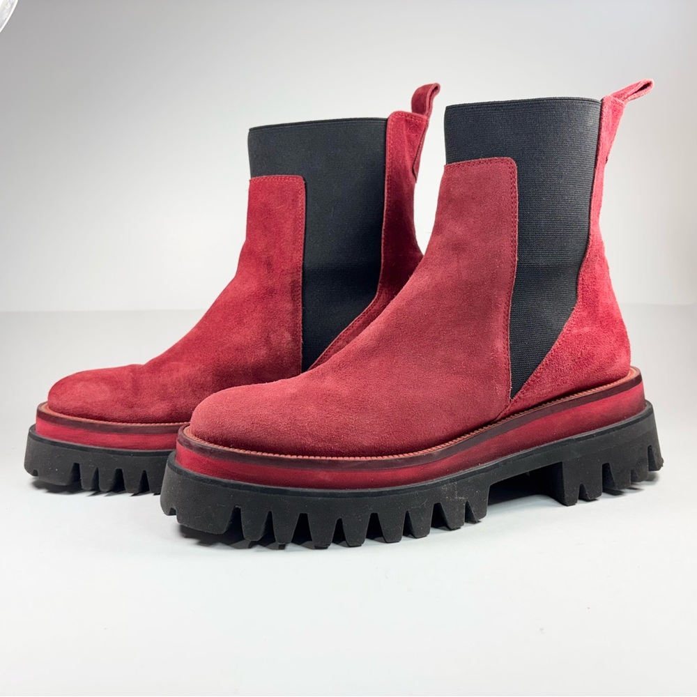 ZINDA Chelsea Boot Dames Red Suede Women Boots Size 39 Made‎ In Spain